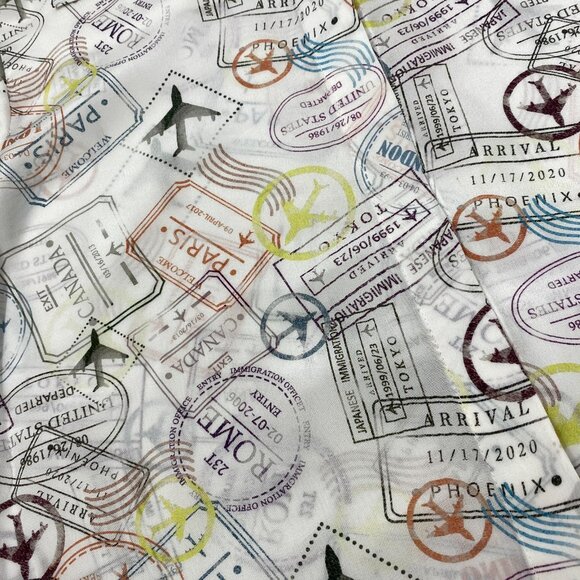 Alice + Olivia Willa Globe Trotter Stamp Silk Blouse Small - Picture 7 of 10